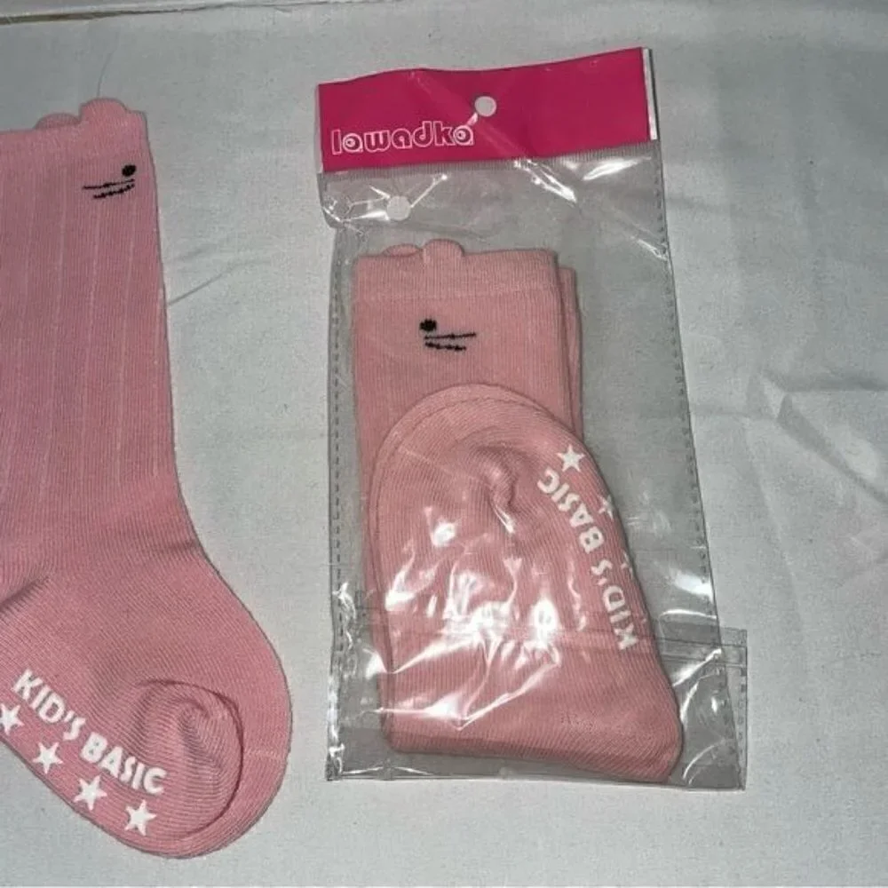 Socks Grip Non-Slip Bottoms Toddler Baby Socks Knee Length Cat Face Whiskers